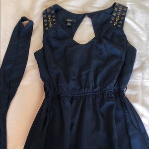 Dark blue studded shoulders dress